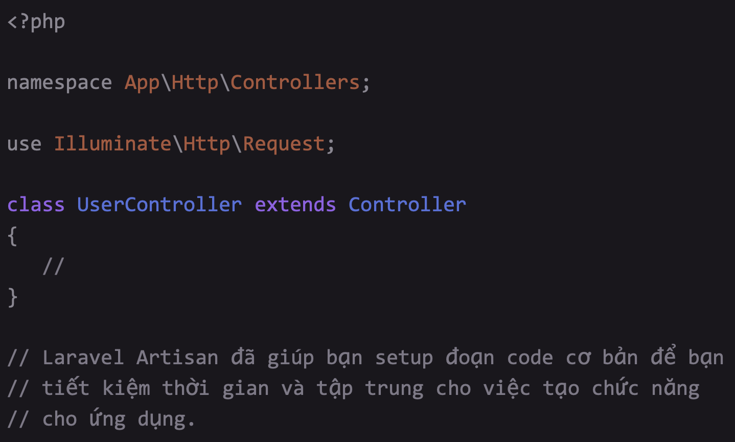 Tạo controller bằng cmd php artisan make:controller UserController